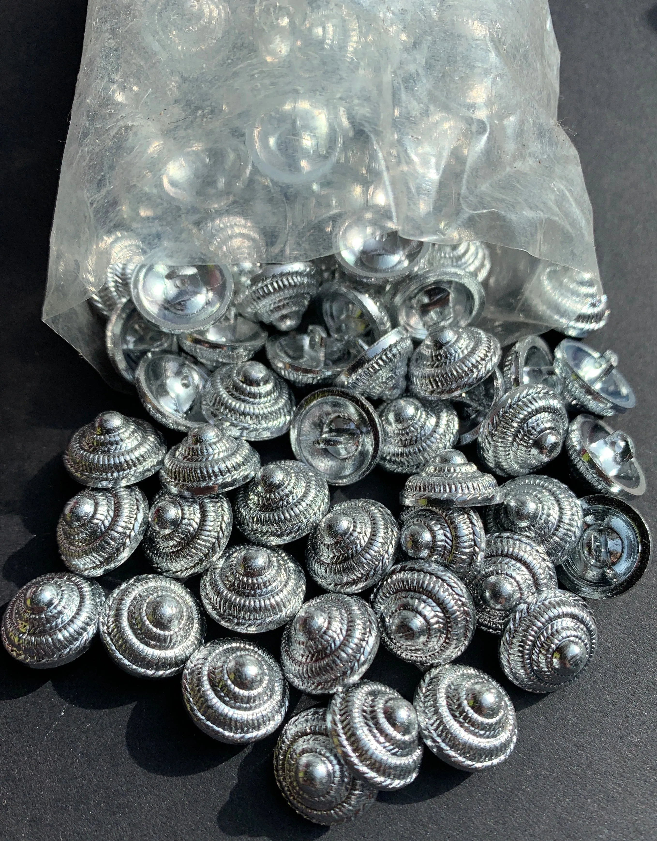 1 gross (144) of 12mm Vintage Silver Cone Buttons