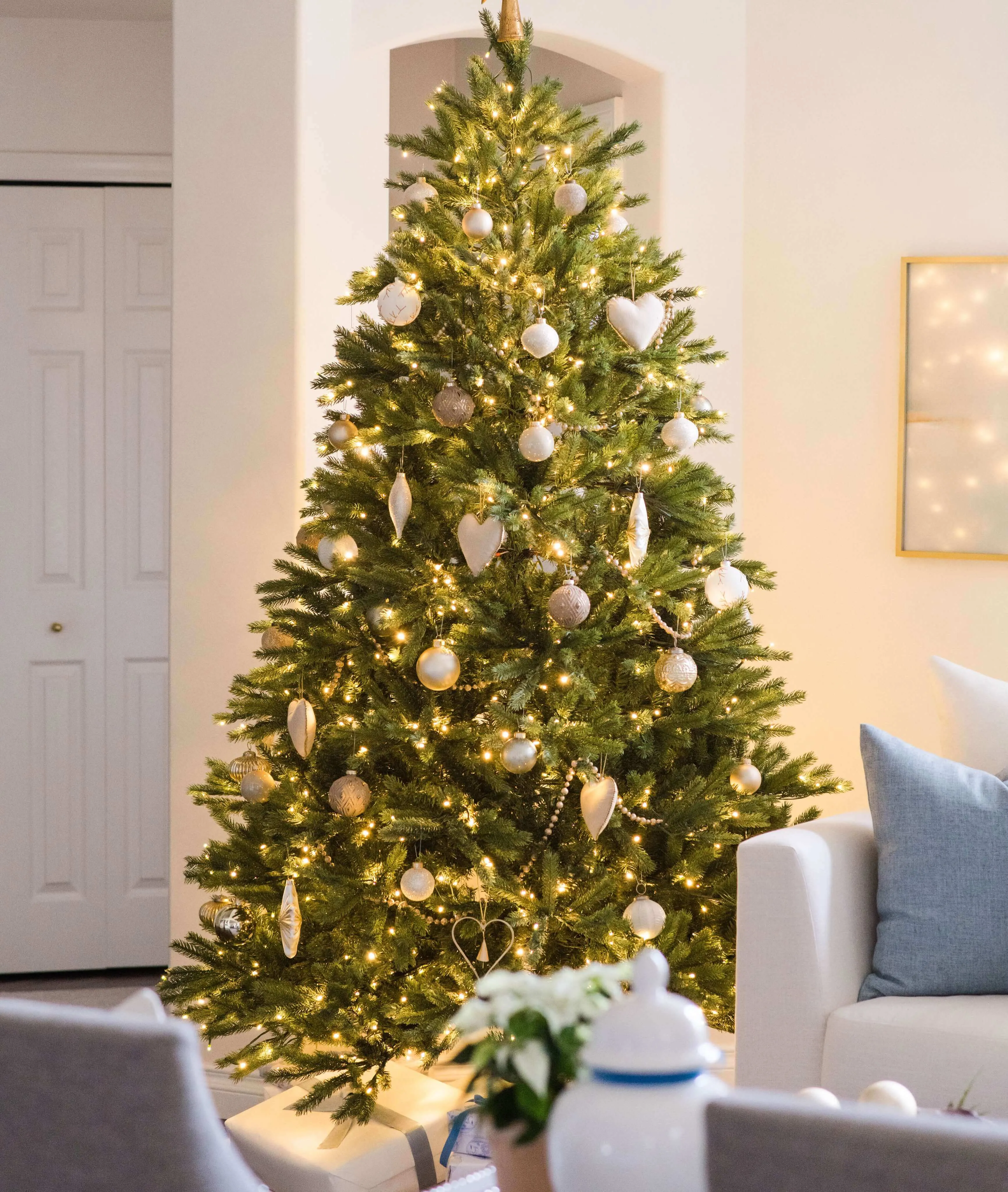 10' King Fraser Fir Artificial Christmas Tree with 1600 Warm White & Multi-Color LED Lights