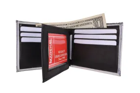 $100 Dollar Bill Men's Genuine Leather Bifold Multi Card ID Center Flap Wallet 1246-16