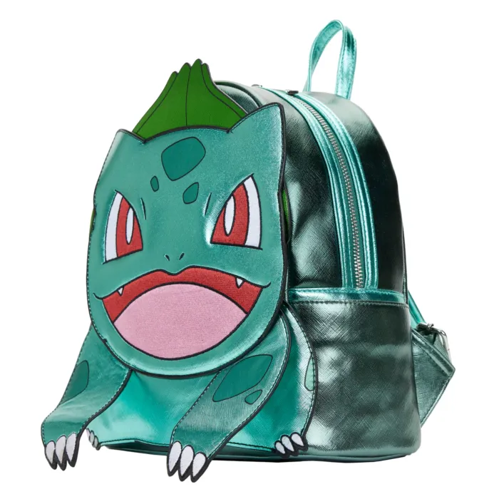 10" Pokemon - Metallic Bulbasaur Faux Leather Mini Backpack Bag Loungefly