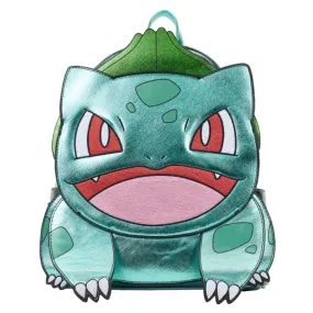 10" Pokemon - Metallic Bulbasaur Faux Leather Mini Backpack Bag Loungefly