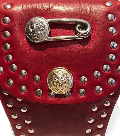 1980s Versus VERSACE MEDUSA Burgundy BELT PURSE with hook