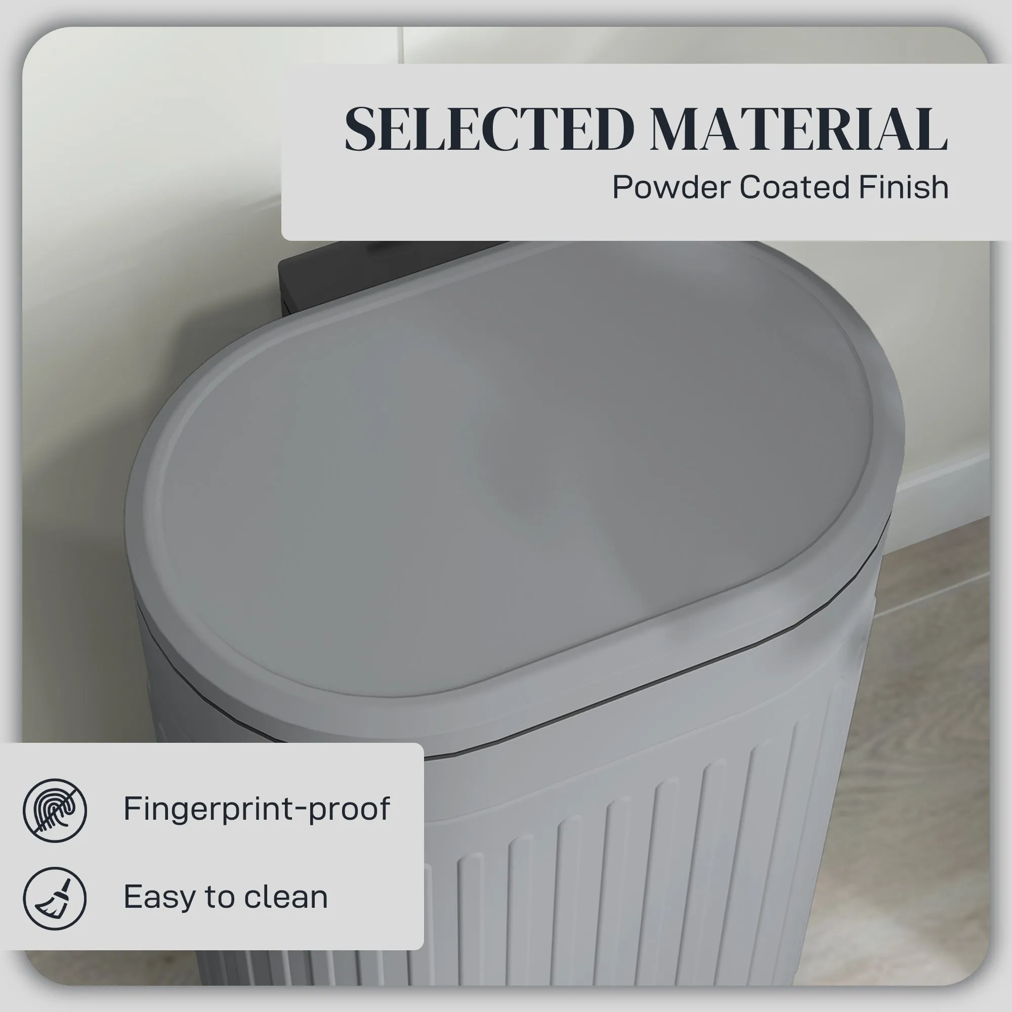 30L Pedal Bin, Metal Kitchen Bin with Soft-close Lid, Grey