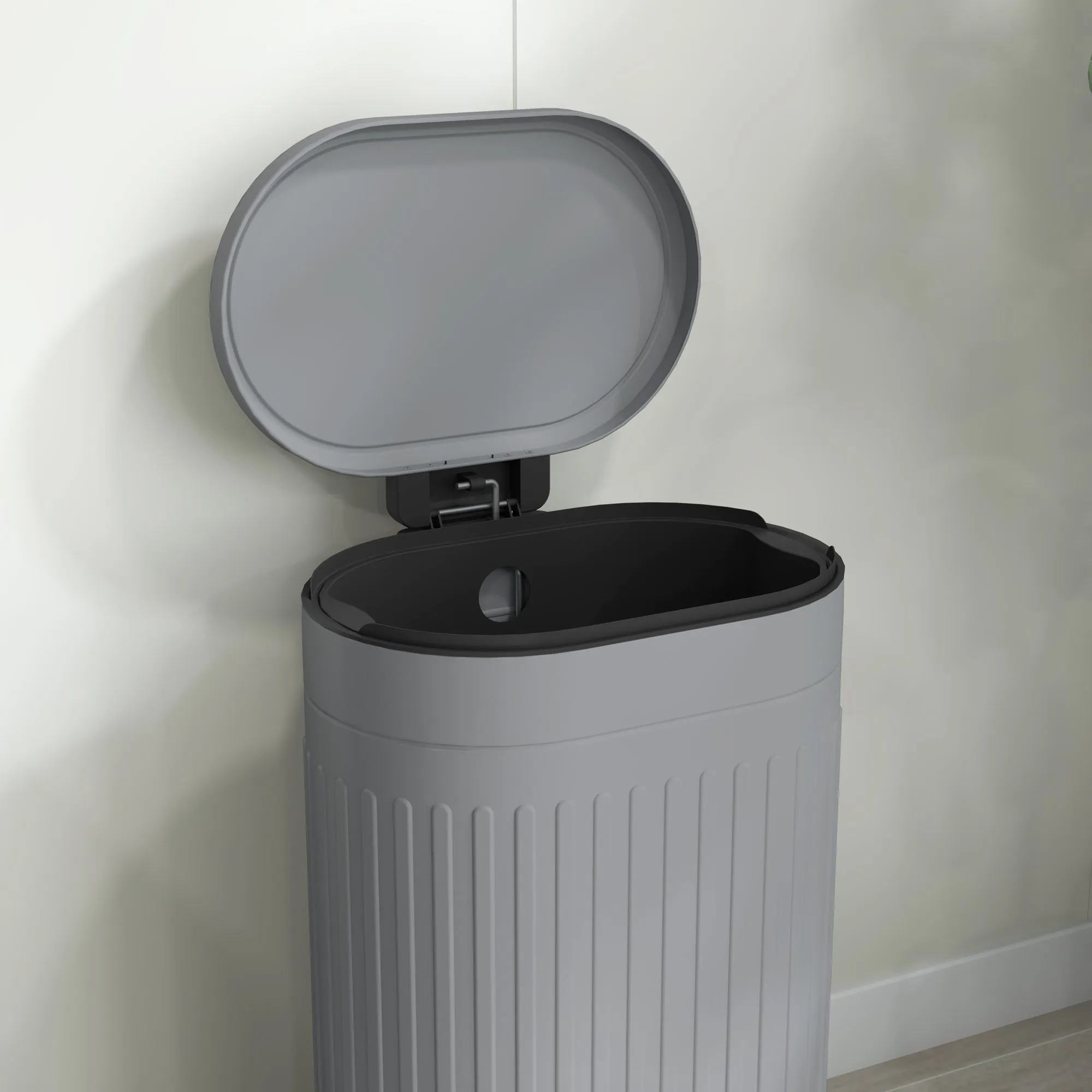 30L Pedal Bin, Metal Kitchen Bin with Soft-close Lid, Grey