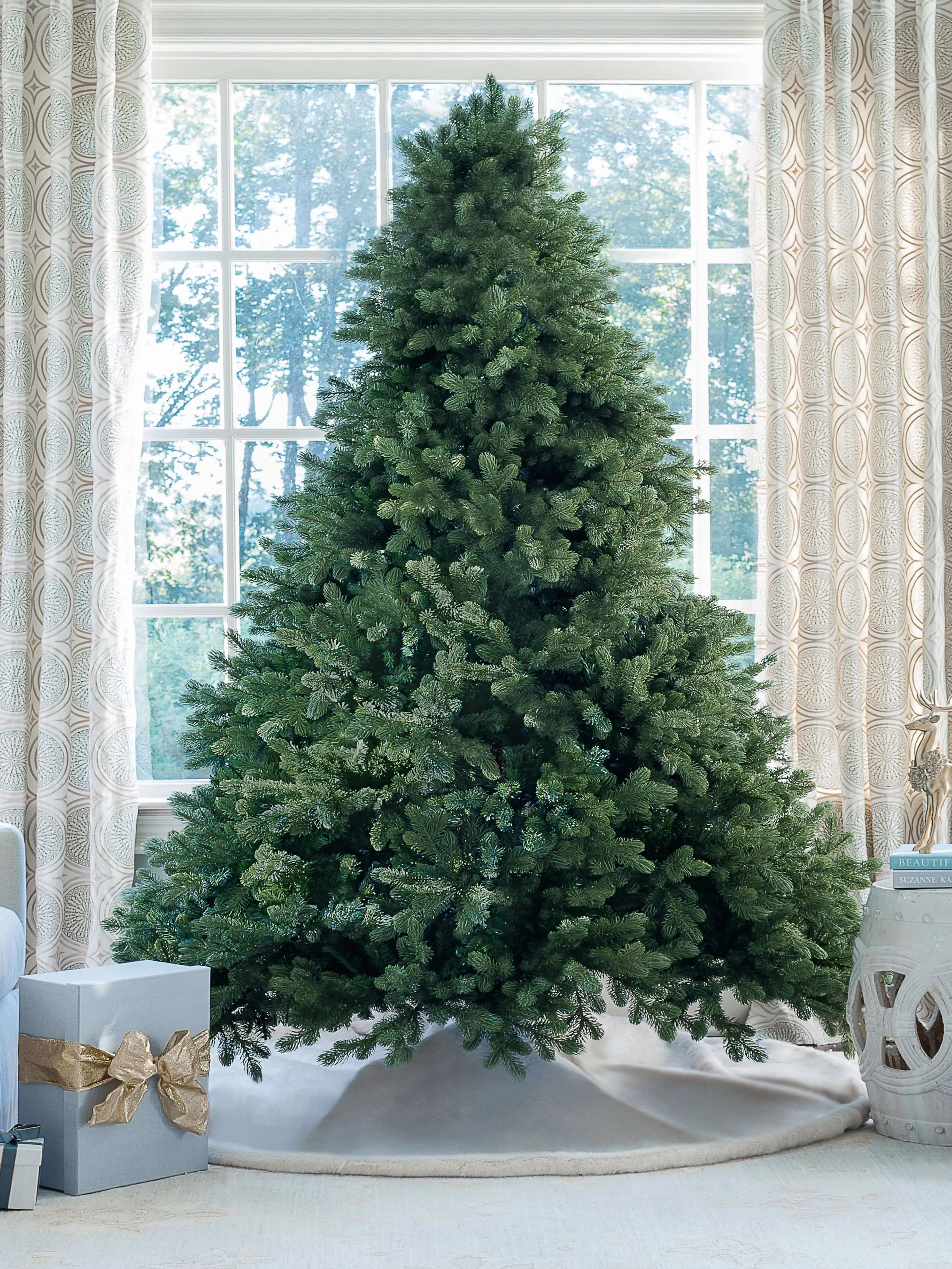 6.5' Cypress Spruce Artificial Christmas Tree with 1000 Warm White & Multi-Color LED Lights