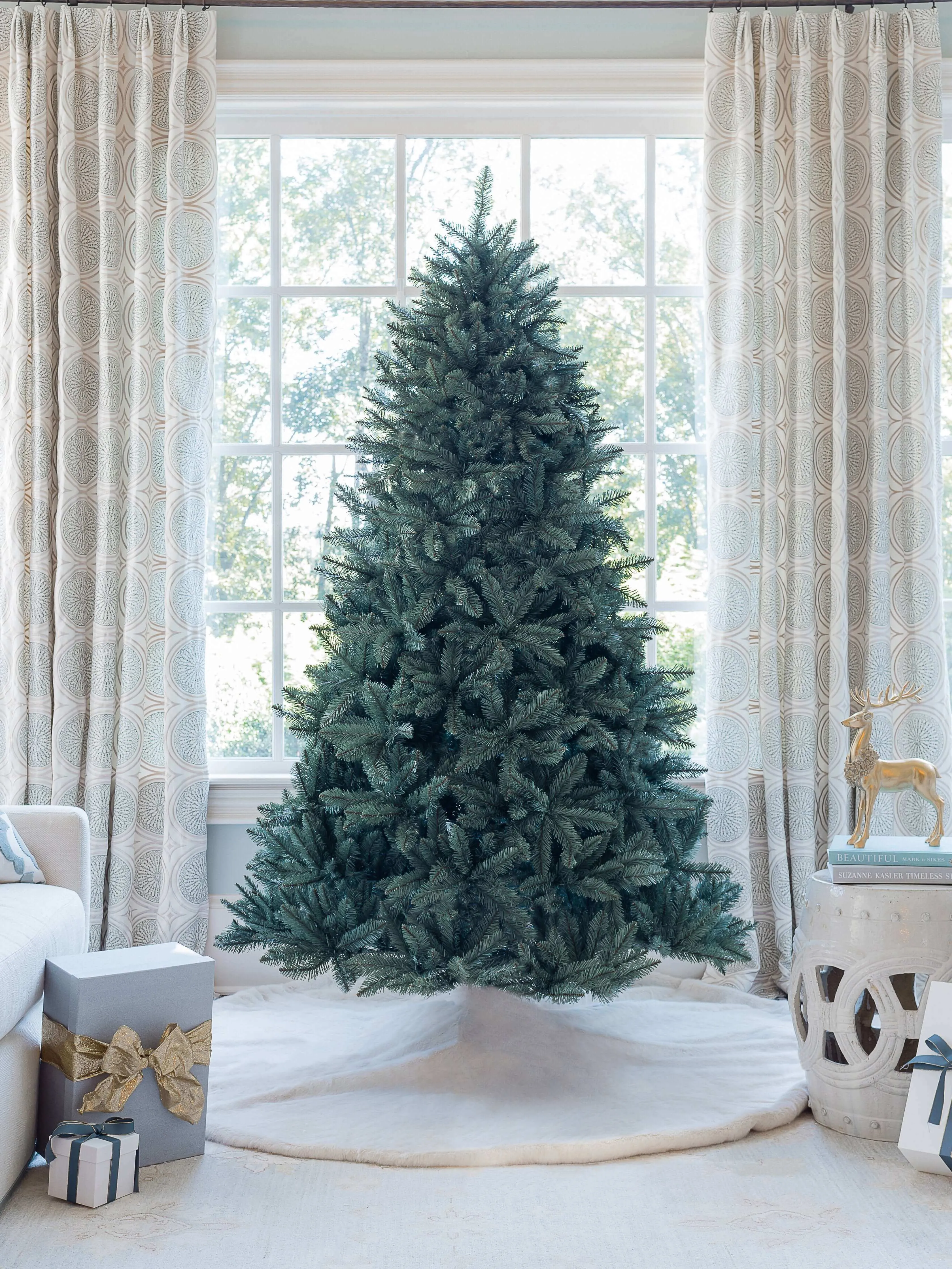 7' Tribeca Spruce Blue Artificial Christmas Tree with 550 Warm White LED Lights