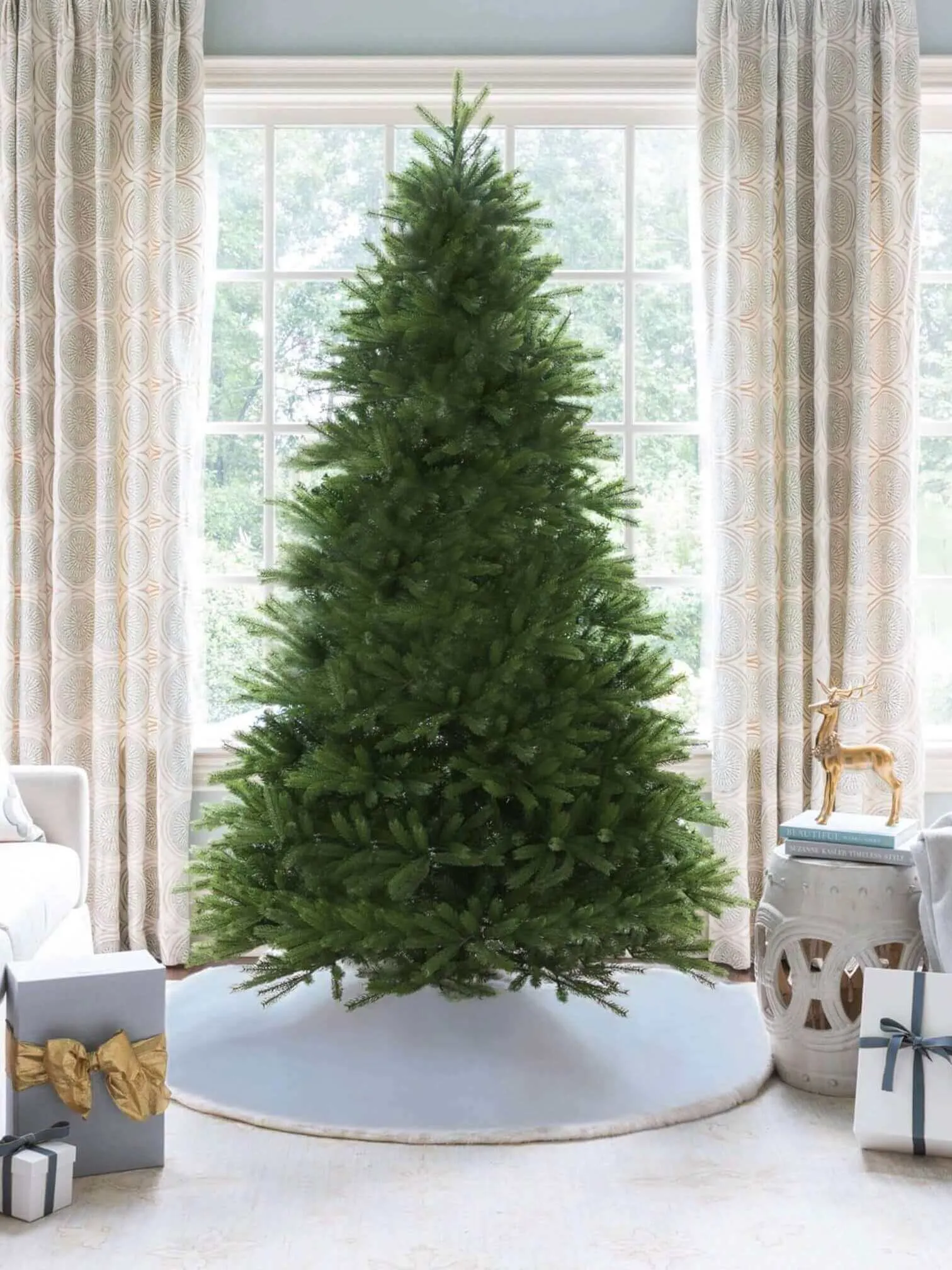 9' King Fraser Fir Artificial Christmas Tree with 1200 Warm White & Multi-Color LED Lights