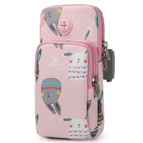 B095 Small Sports Mobile Phone Cartoon Arm Bag Wrist Fitness Bag(Rabbit)