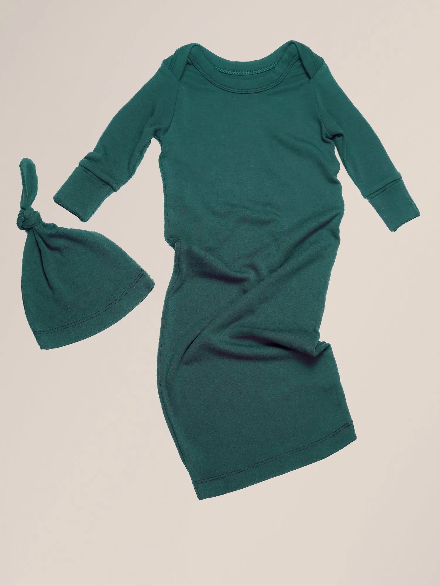 Baby Knotted Gown & Hat Set | Evergreen