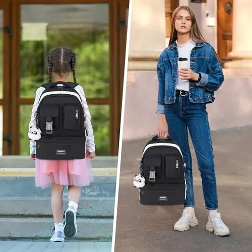 Backpack for Girls Laptop Backpacks 15.6 Inch School Bag for Teenage Girls Women Daypack Black Large Elementary Middle High School College Student Bookbag Grade 5 6 7 8 9 10 Ages 13 14 15 16 17 18 19