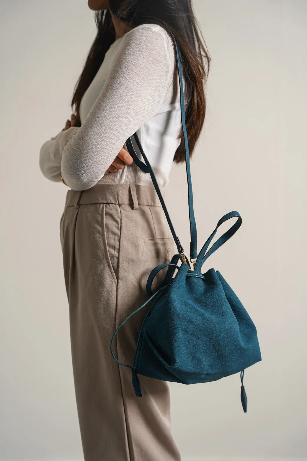 BagSaga Blue Slouchy Bucket Bag