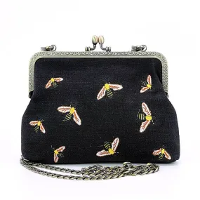 Bee Kiss Lock Purse - Black