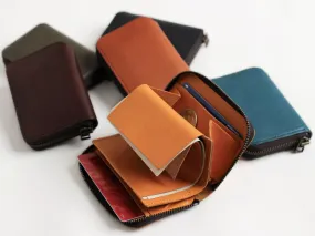 Bi-Fold Leather Compact Wallet, Made in Japan