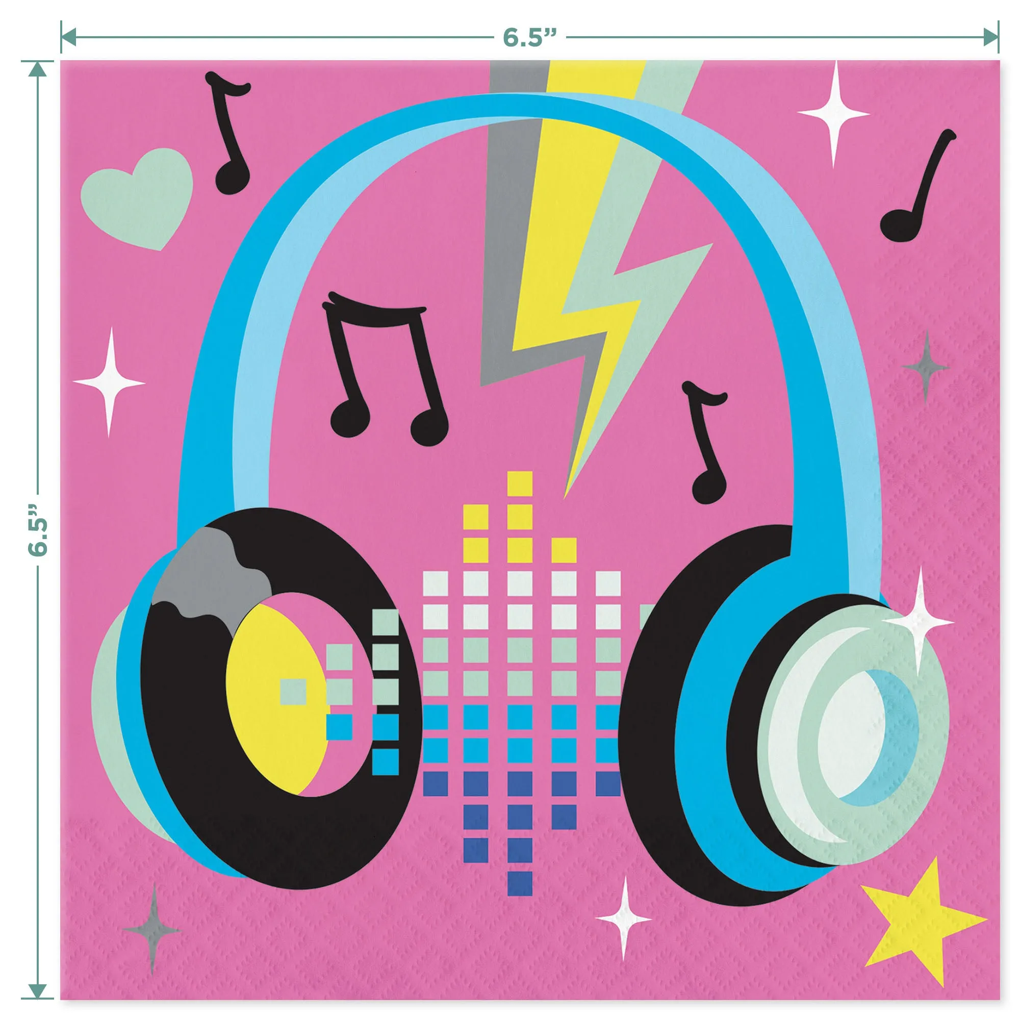 Birthday Beats Disco Music Mic Paper Plates, Headphone Lunch Napkins, & Forks (Serves 16)