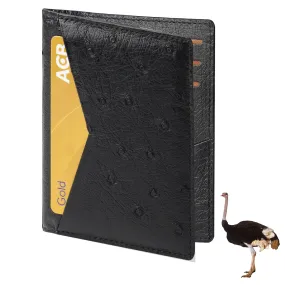 Black Double Side Ostrich Leather Credit Card Holder | RFID Blocking | CARDOS-01