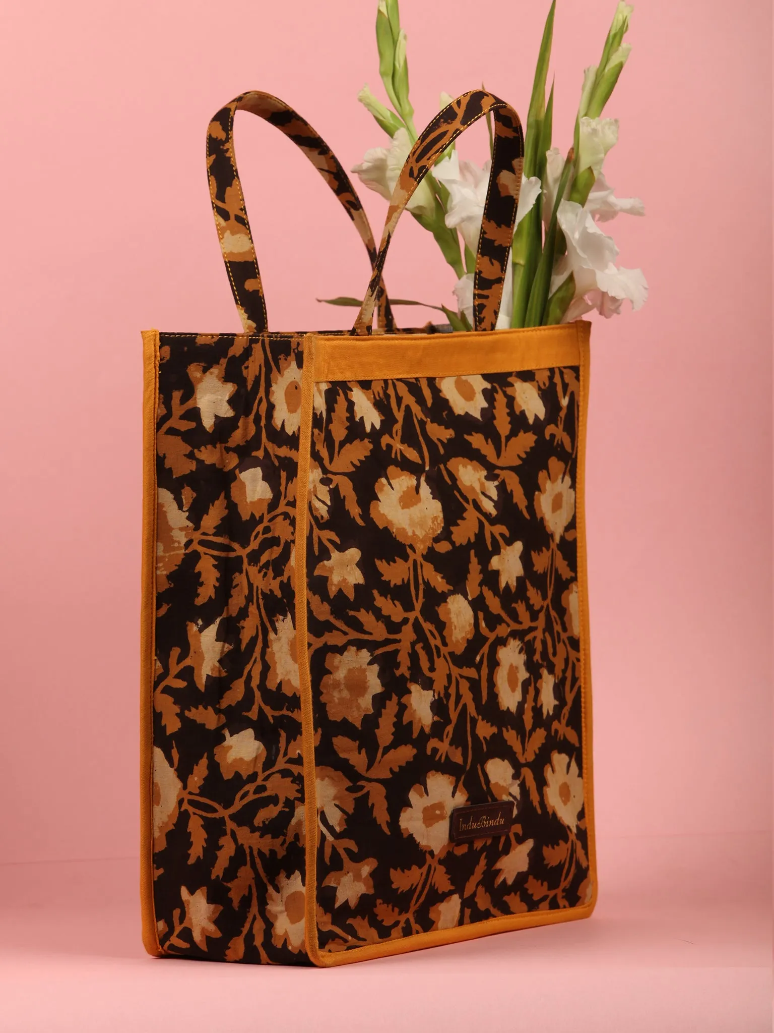 Black Mustard Hand Block Printed Tote Bag - B0306