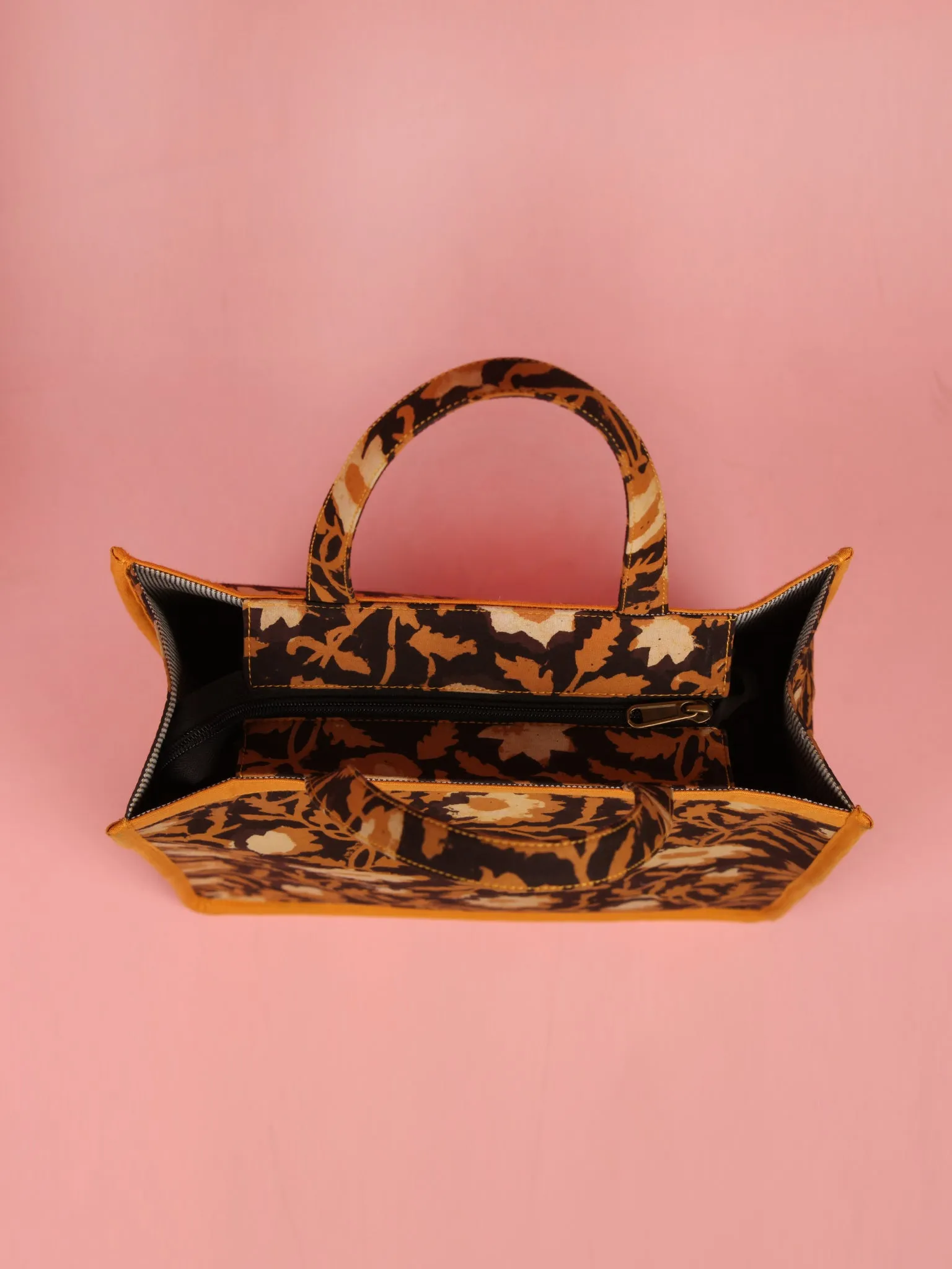 Black Mustard Hand Block Printed Tote Bag - B0306