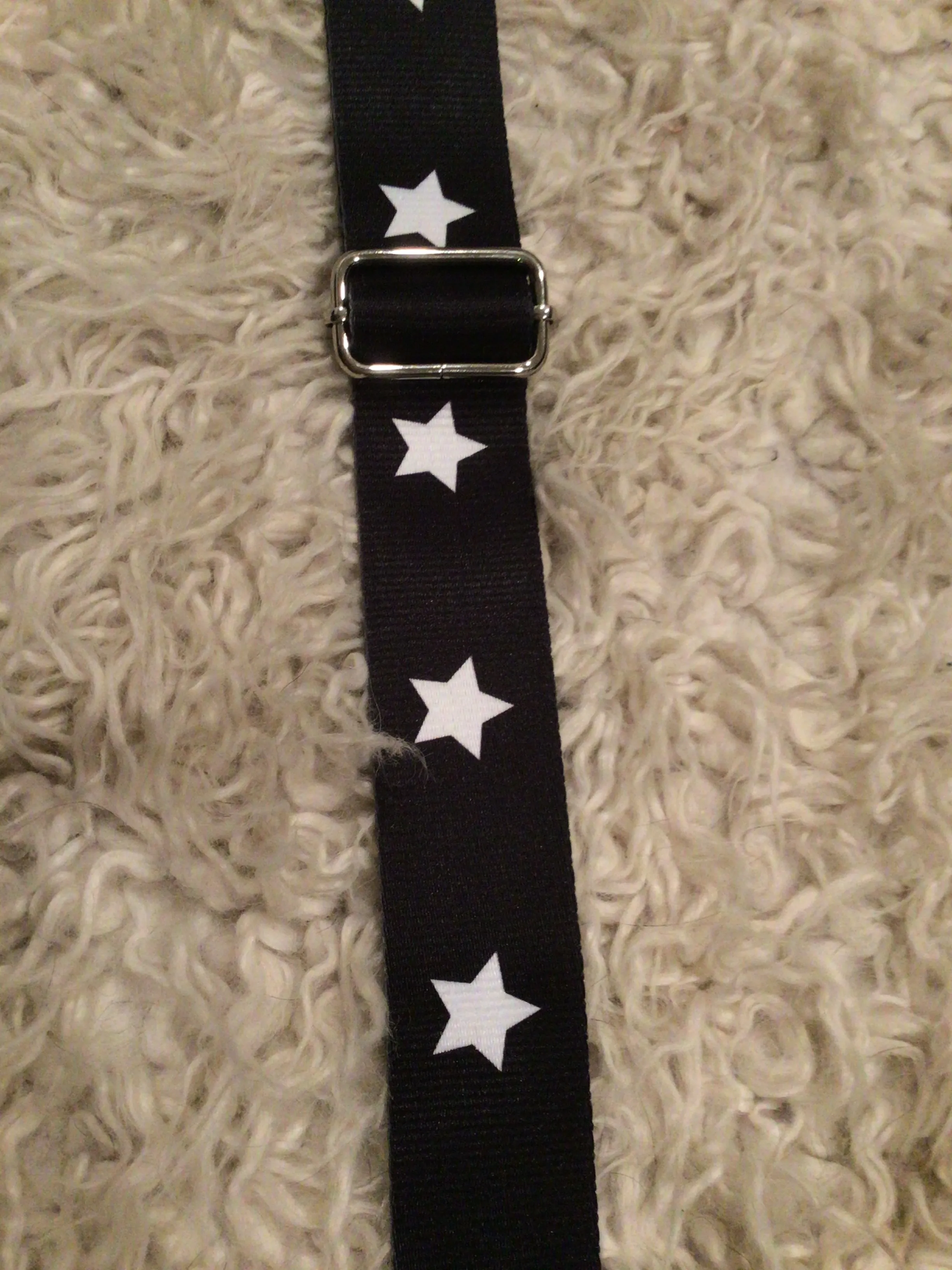 Black Neoprene Messenger Bag with Black & White Star Strap