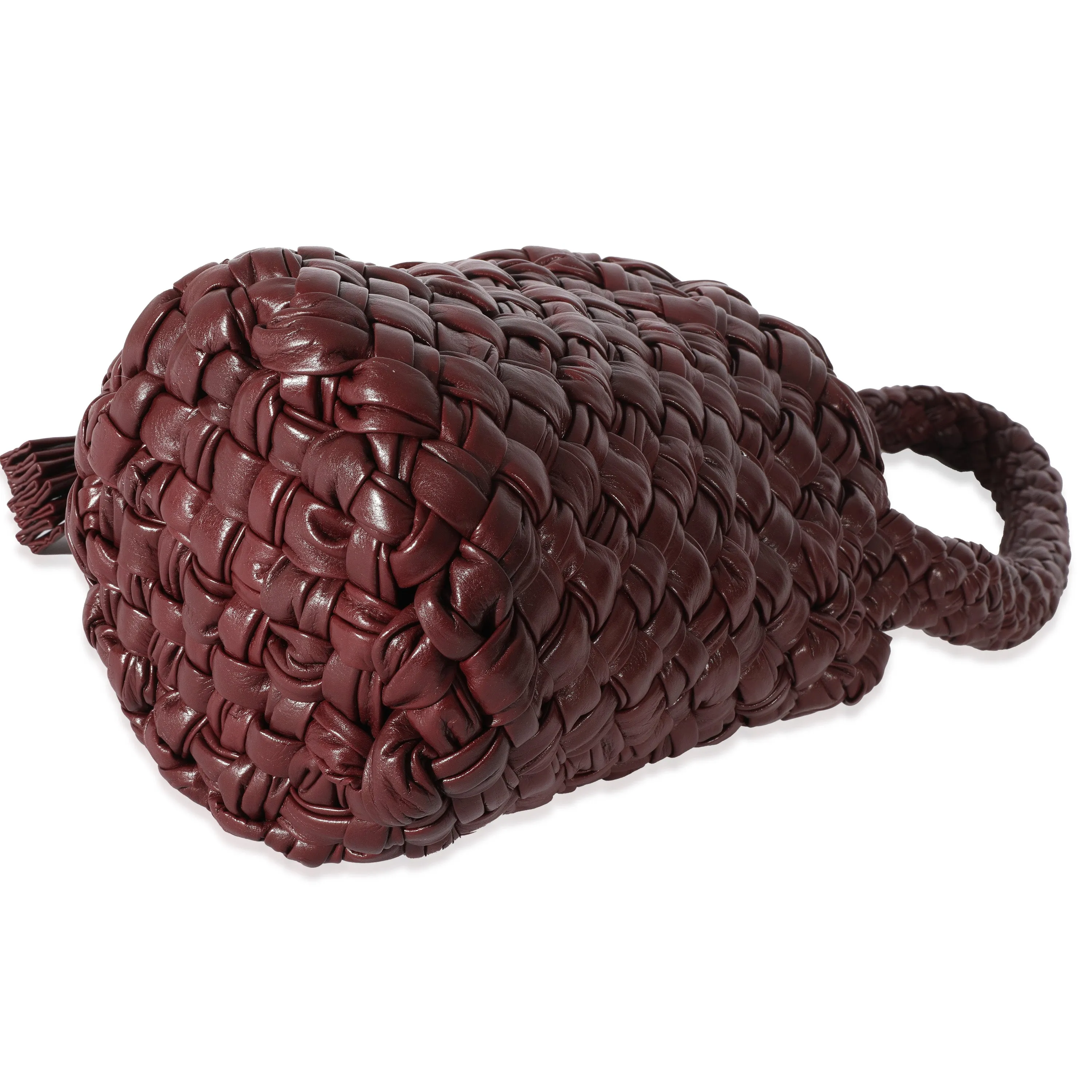 Bottega Veneta Burgundy Intreccio Leather Kalimero Bucket