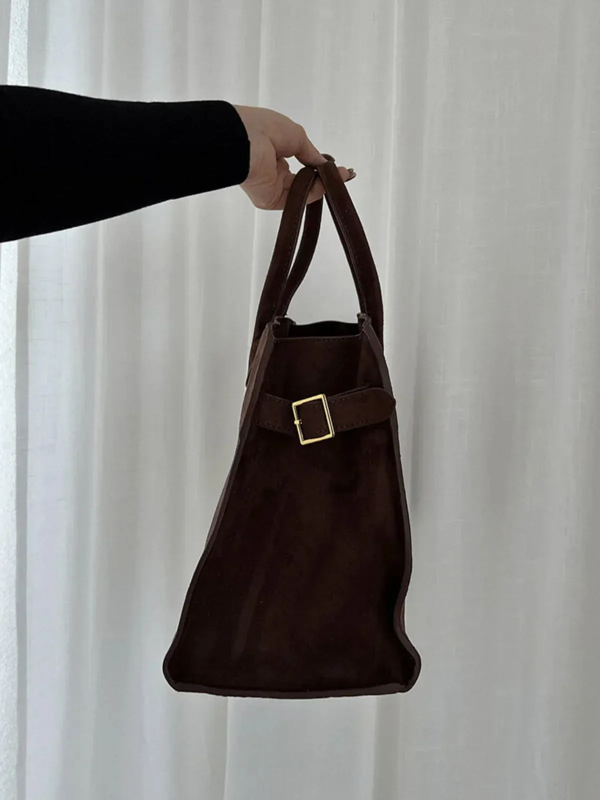 Bucket Type Cowhide Leather Hand Bag