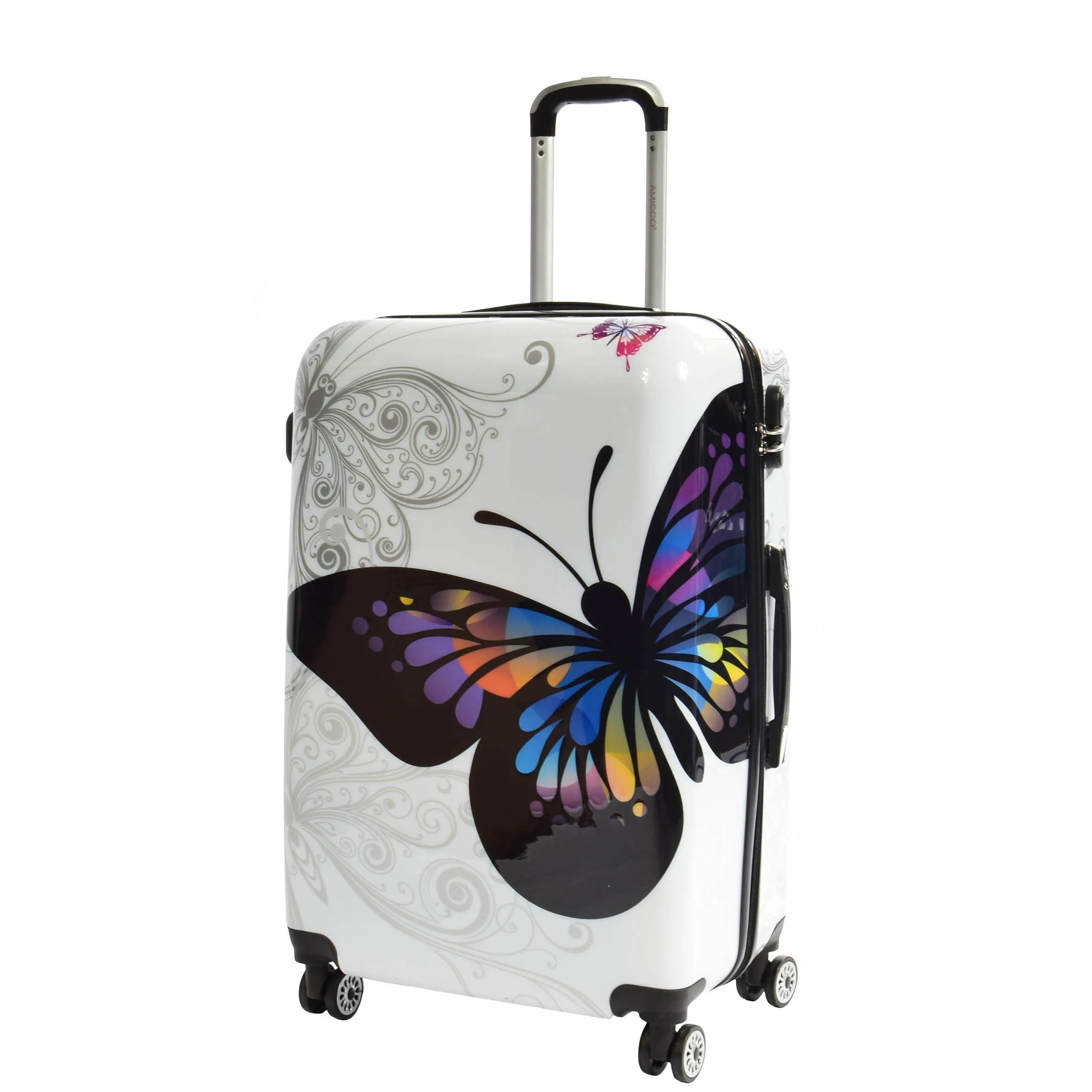 Butterfly Print Hard Shell Four Wheel Expandable Luggage