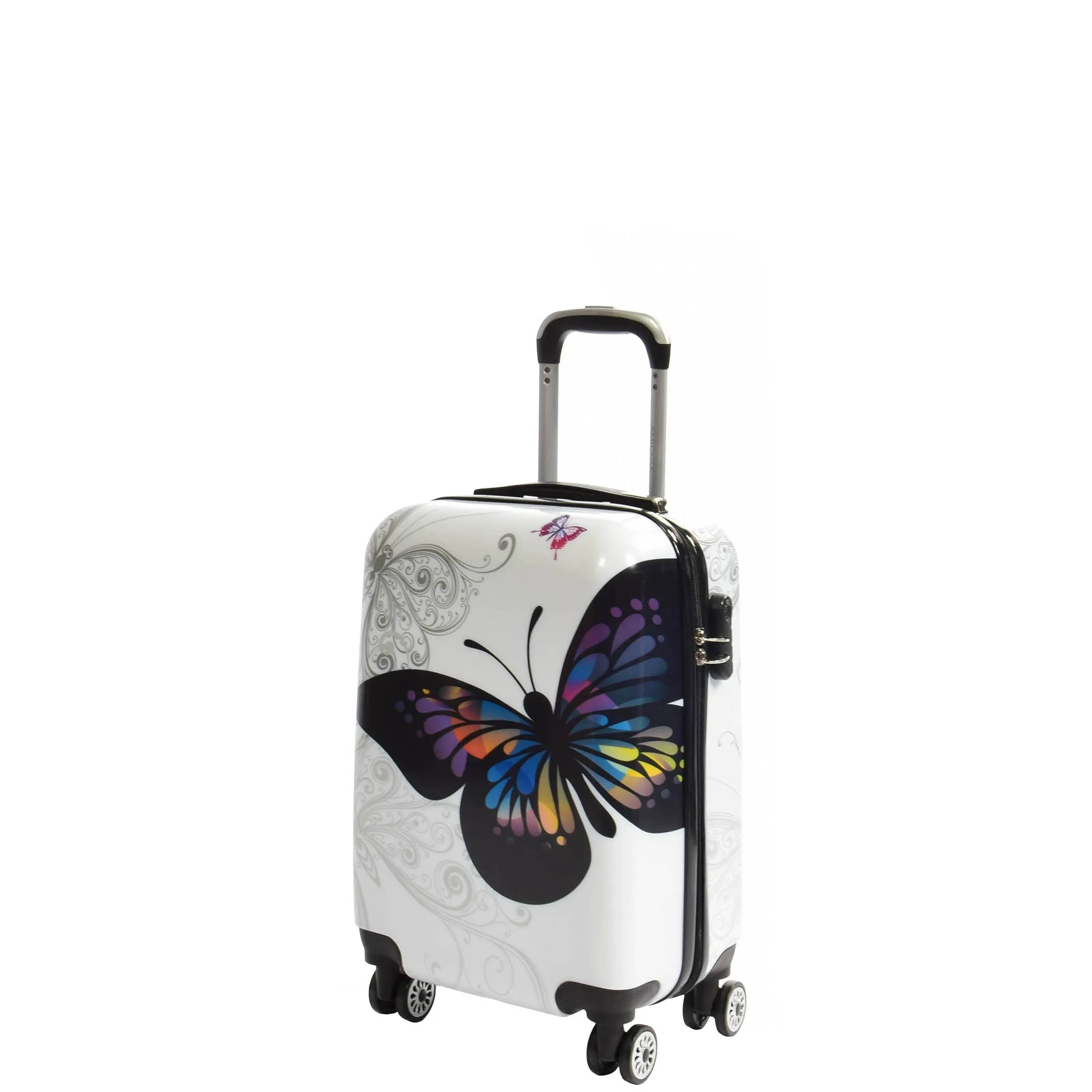 Butterfly Print Hard Shell Four Wheel Expandable Luggage