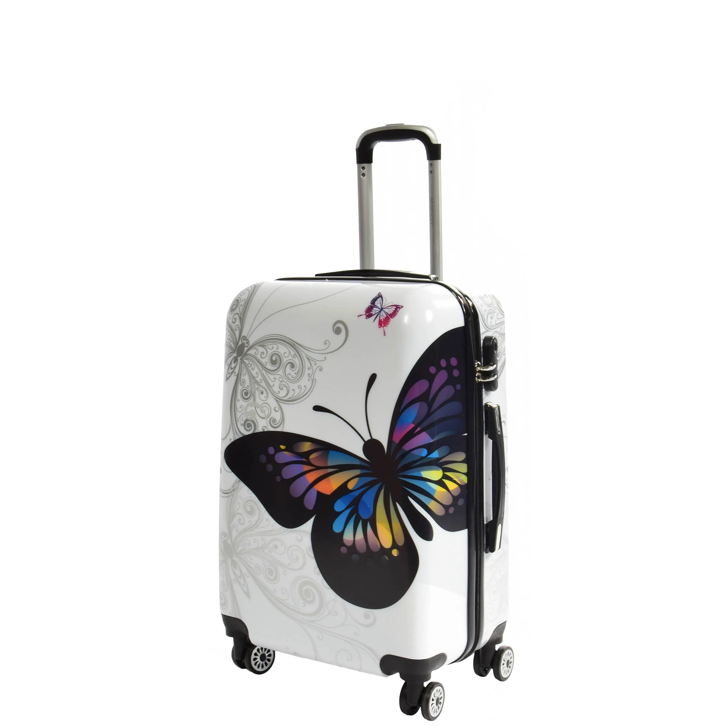 Butterfly Print Hard Shell Four Wheel Expandable Luggage