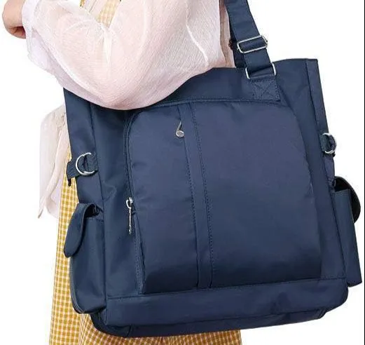 Canvas Tote Multi Pockets Laptop Work Teachers Shoulder Bag