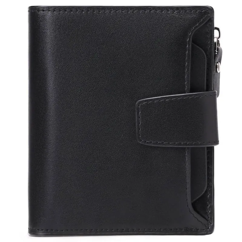 Casual Brown Genuine Leather Wallet for Men with Zipper Closure