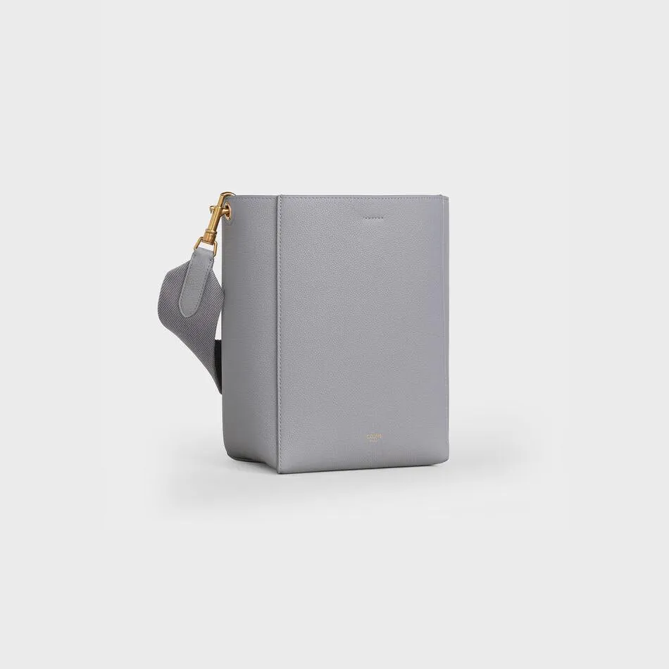 Celine Sangle Small Bucket Bag In Soft Grained Calfskin Grey