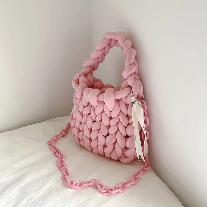 Chunky Knit Purse - Women's Handmade Woven Tote Bag