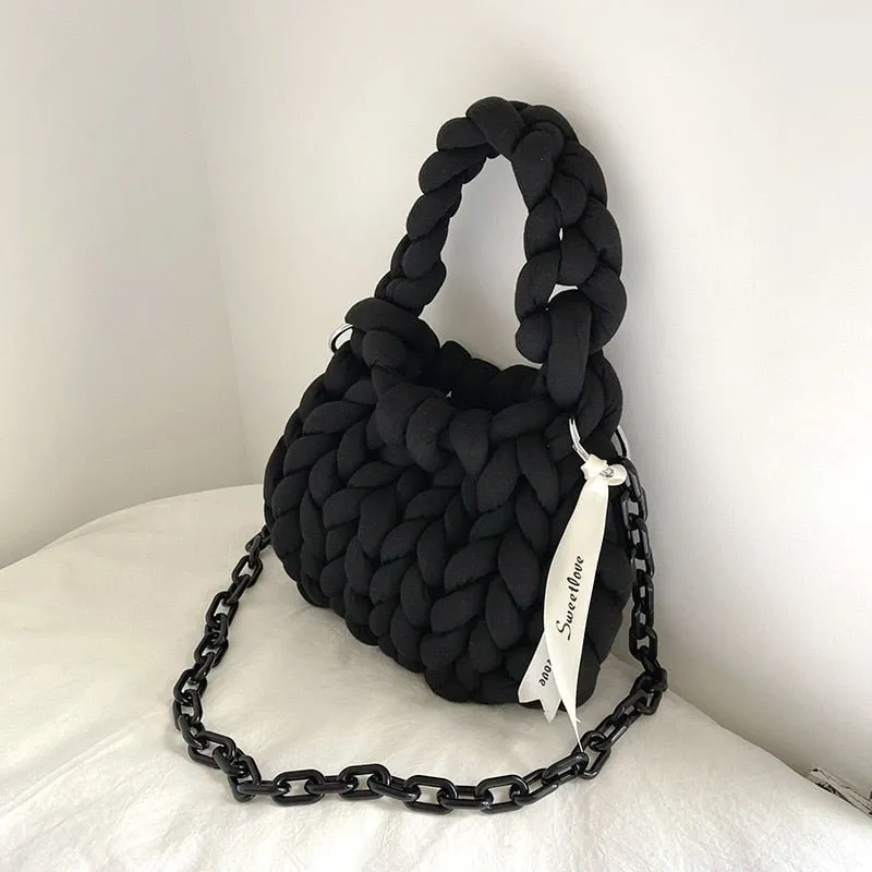 Chunky Knit Purse - Women's Handmade Woven Tote Bag