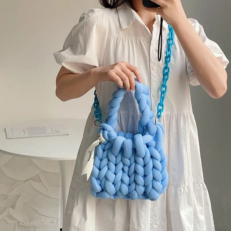 Chunky Knit Purse - Women's Handmade Woven Tote Bag