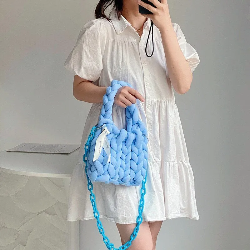 Chunky Knit Purse - Women's Handmade Woven Tote Bag