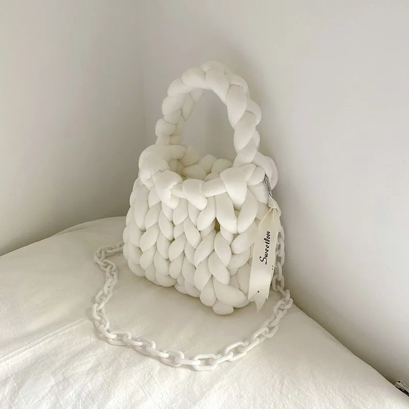 Chunky Knit Purse - Women's Handmade Woven Tote Bag