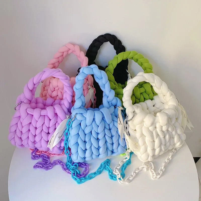 Chunky Knit Purse - Women's Handmade Woven Tote Bag