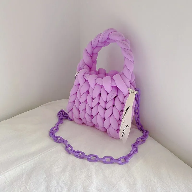 Chunky Knit Purse - Women's Handmade Woven Tote Bag