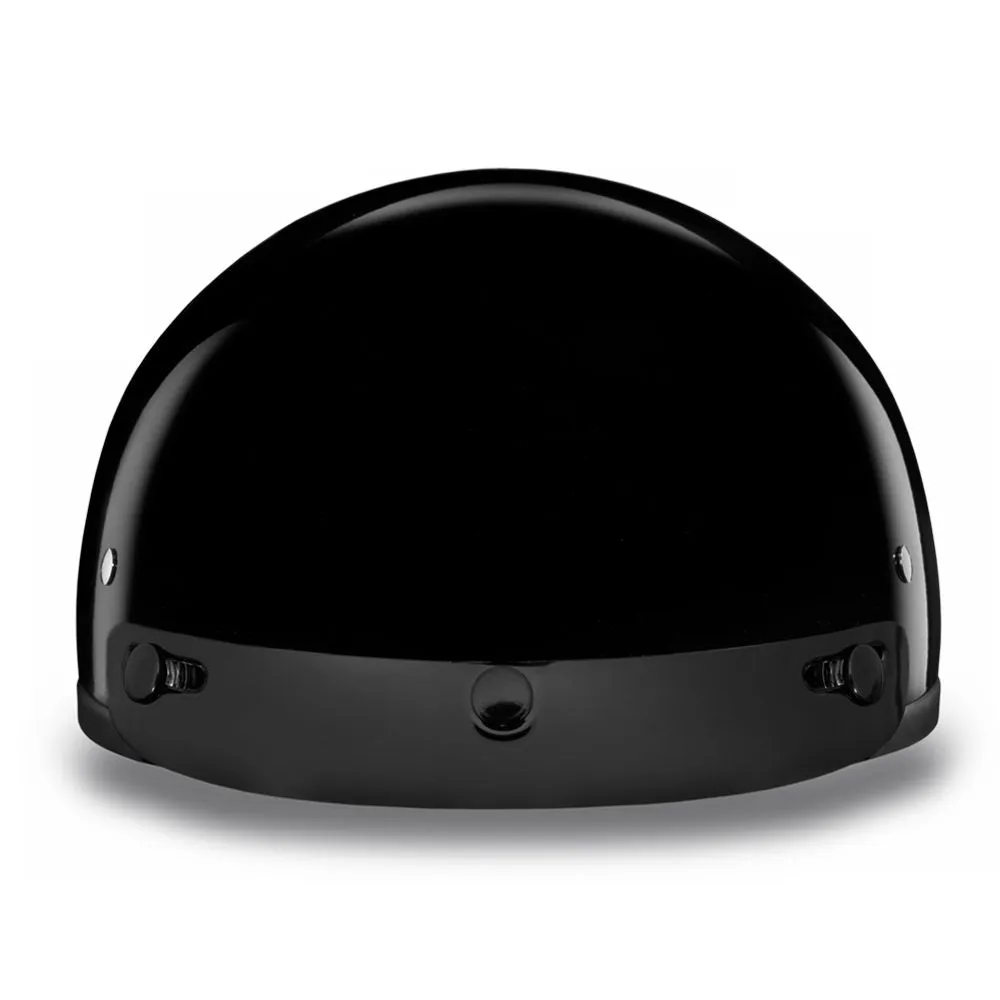 Close Out Clearance Daytona Helmets D1-A ‘Skull Cap' HI-Gloss Black Half Face Helmet with Visor