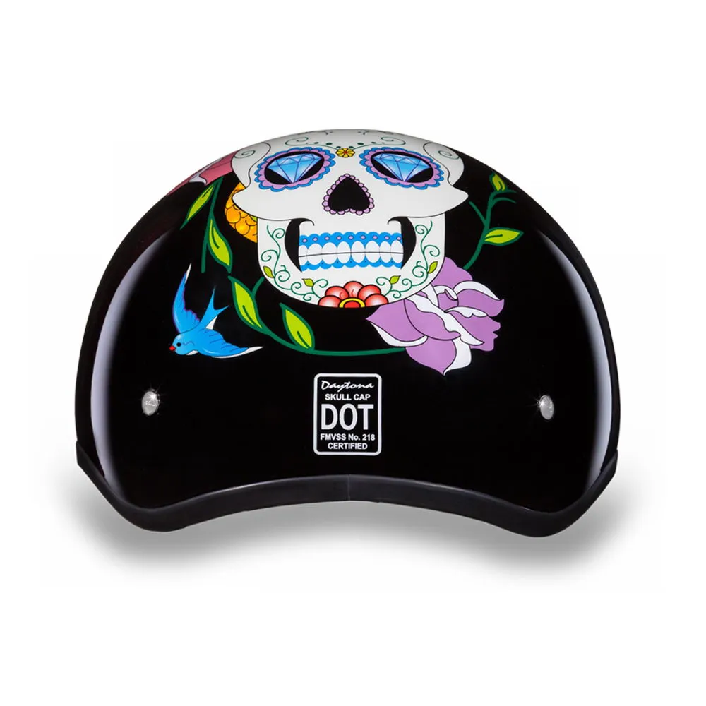 Close Out Clearance Daytona Helmets D6-DS ‘Skull Cap’ Diamond Skull Half Face Helmet