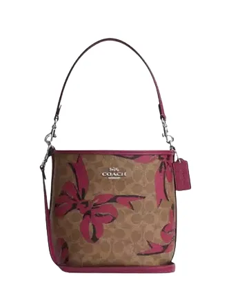 Coach City Bucket Bag In Signature Canvas With Bow Print