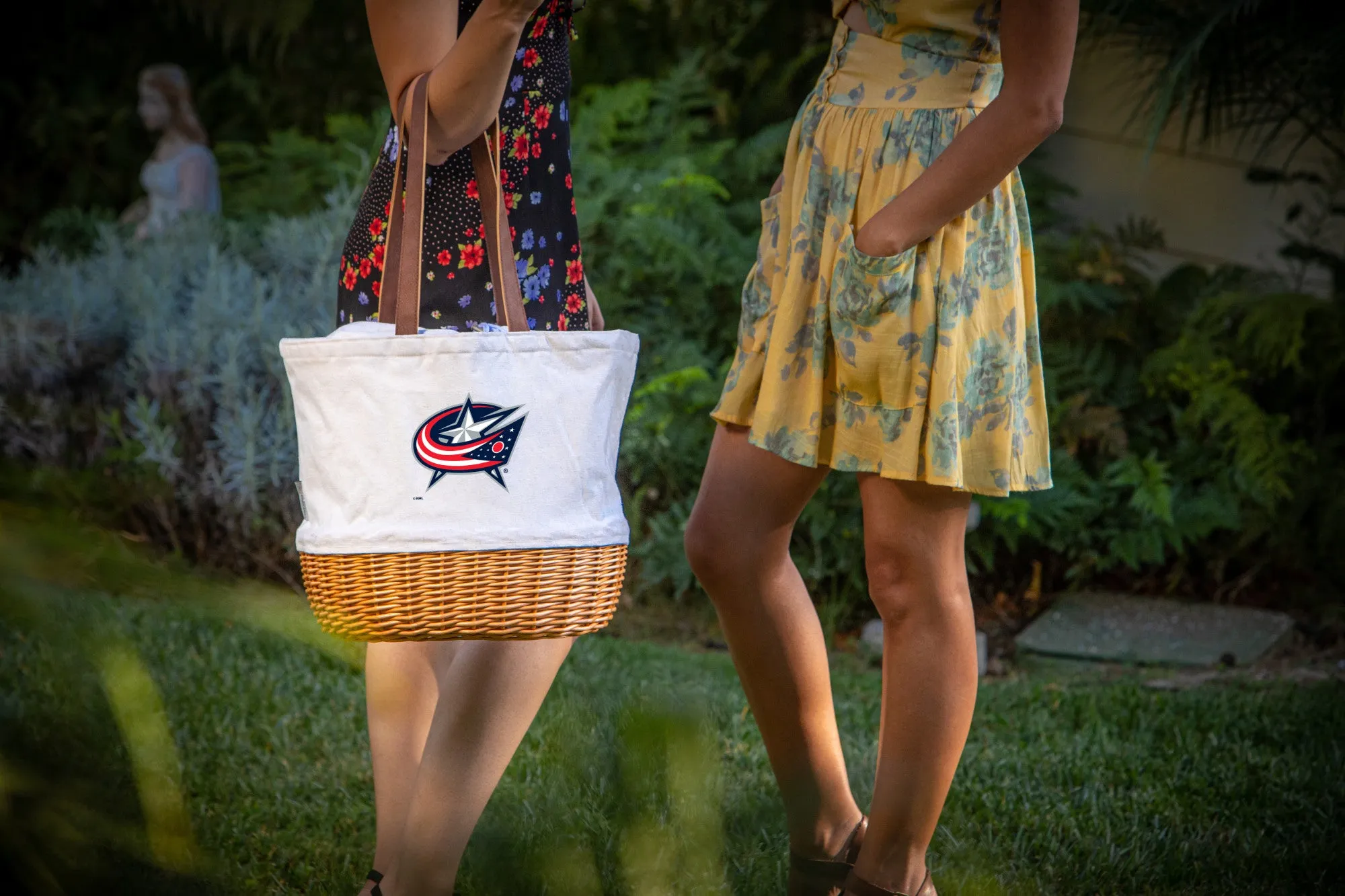 Columbus Blue Jackets - Coronado Canvas and Willow Basket Tote