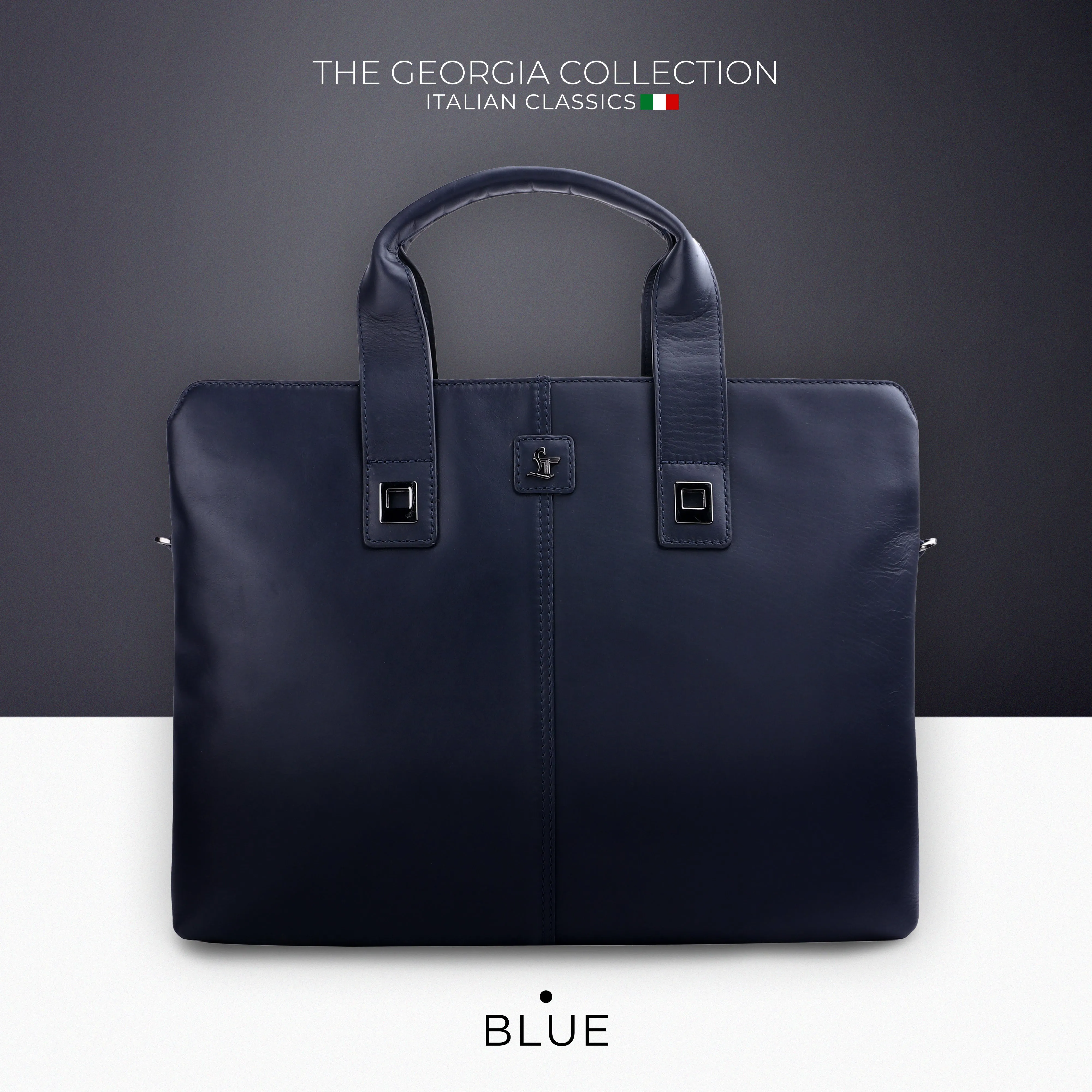 Corporate New Year Gift | Georgia Collection | Genuine Leather Laptop / Folio Bag For Men |  Navy Blue