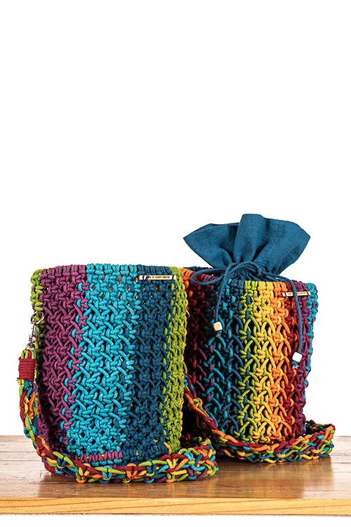 Cosmos Striped Hand-Knotted Bucket Bag