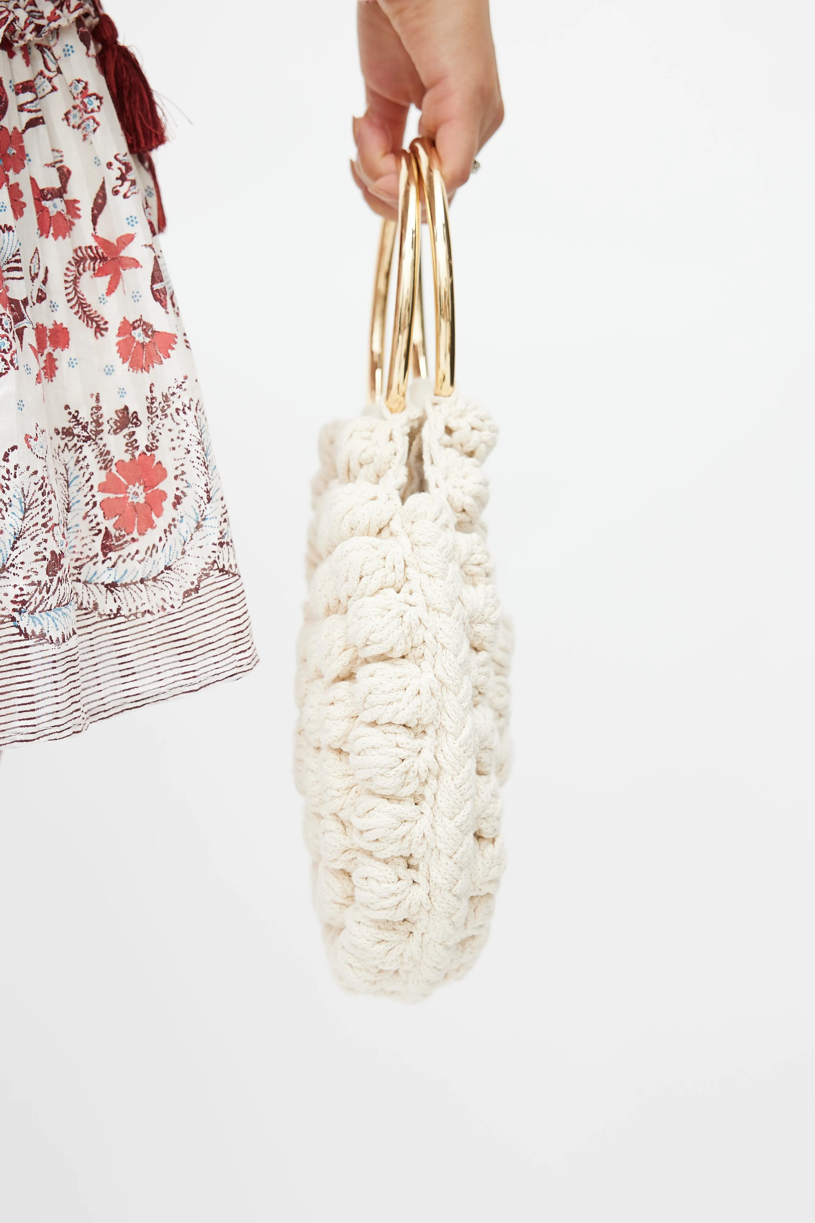 Cream & Gold Lia Crochet Hand Bag