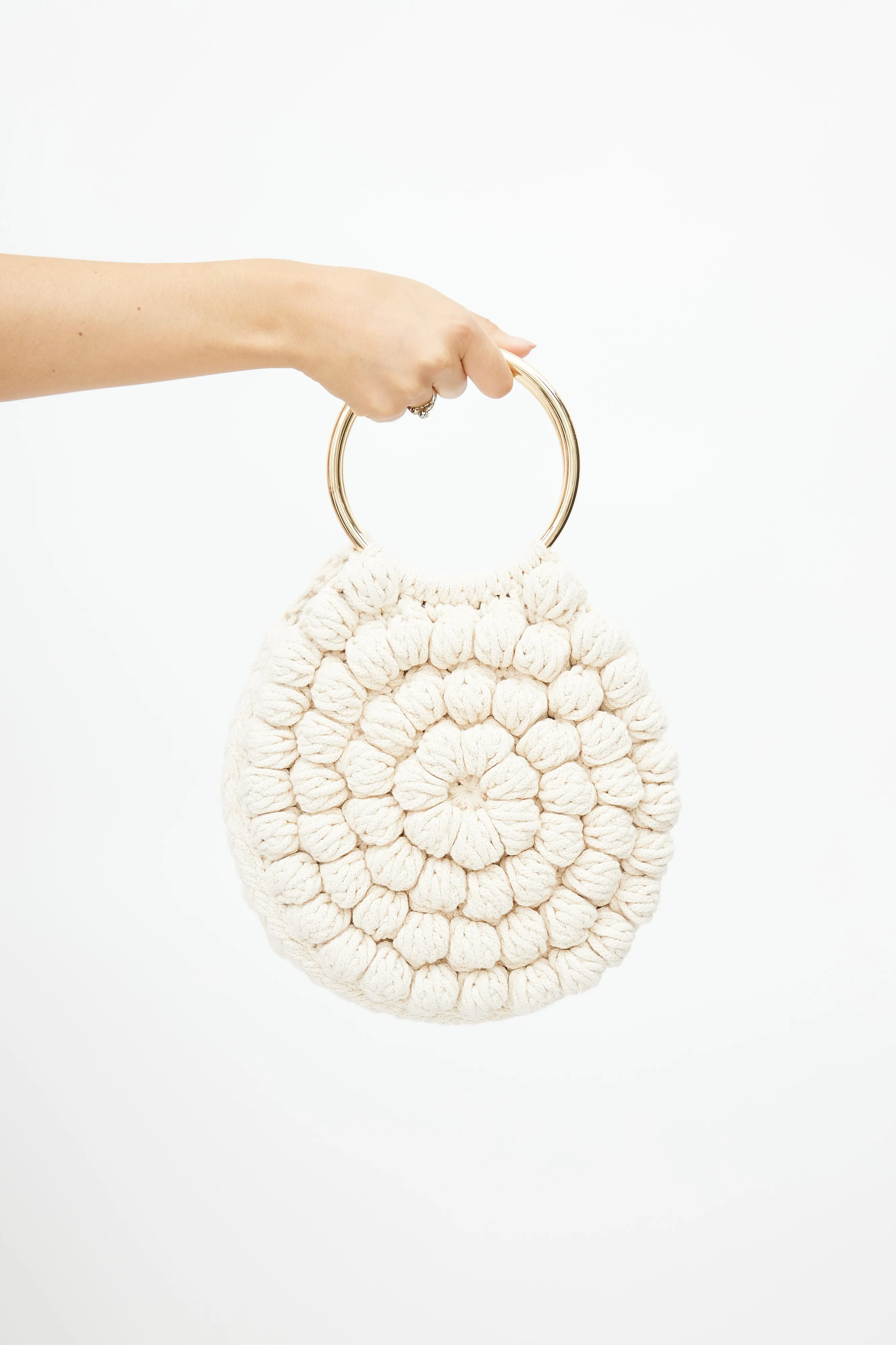 Cream & Gold Lia Crochet Hand Bag