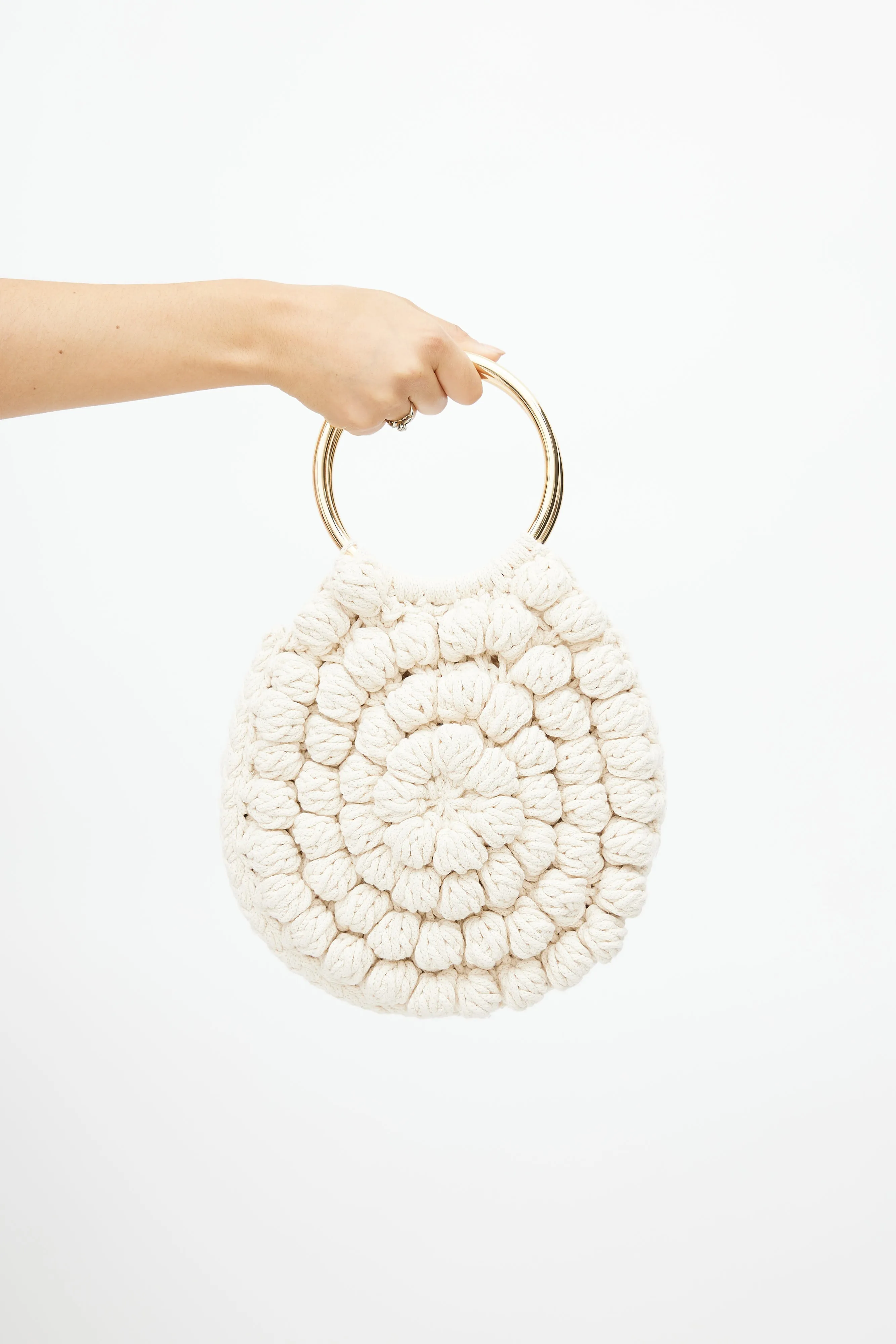 Cream & Gold Lia Crochet Hand Bag