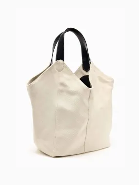 Cream contrast canvas tote bag