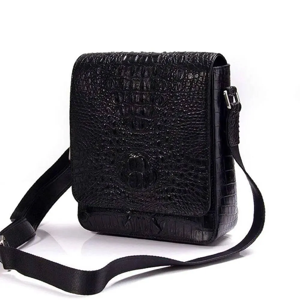 Crocodile Crossbody Bag for Men,Small Shoulder Bag Messenger Bag for Cell Phone,Neck Pouch Bag Passport Holder