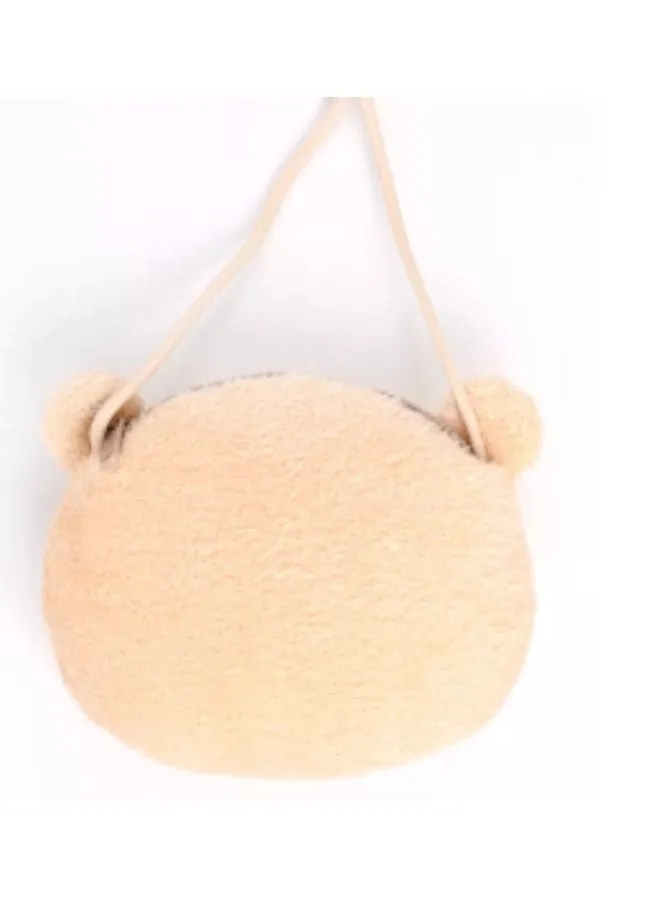 Cute Little Baby Plush Shoulder Bags For Girls, Plush Shoulder Bags with Strap for Kids Coin Purses Cute Princess Handbags Kids, Accessories for Girls, Beige