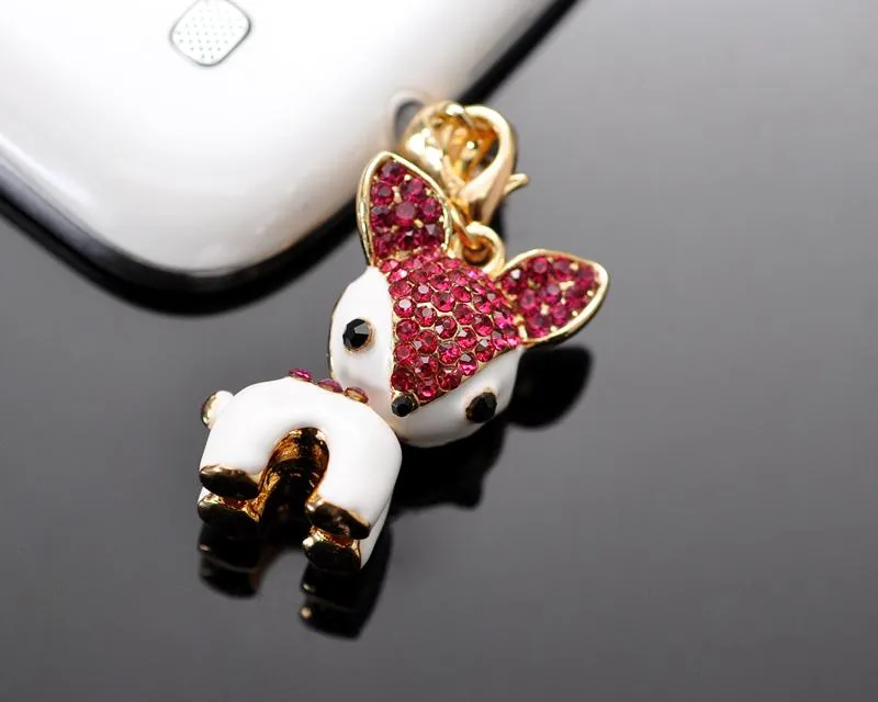 Dangling Animal Crystal Headphone Jack Plug - Deer